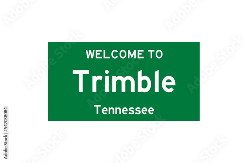 Trimble, Tennessee, USA. City limit sign on transparent background.  photo