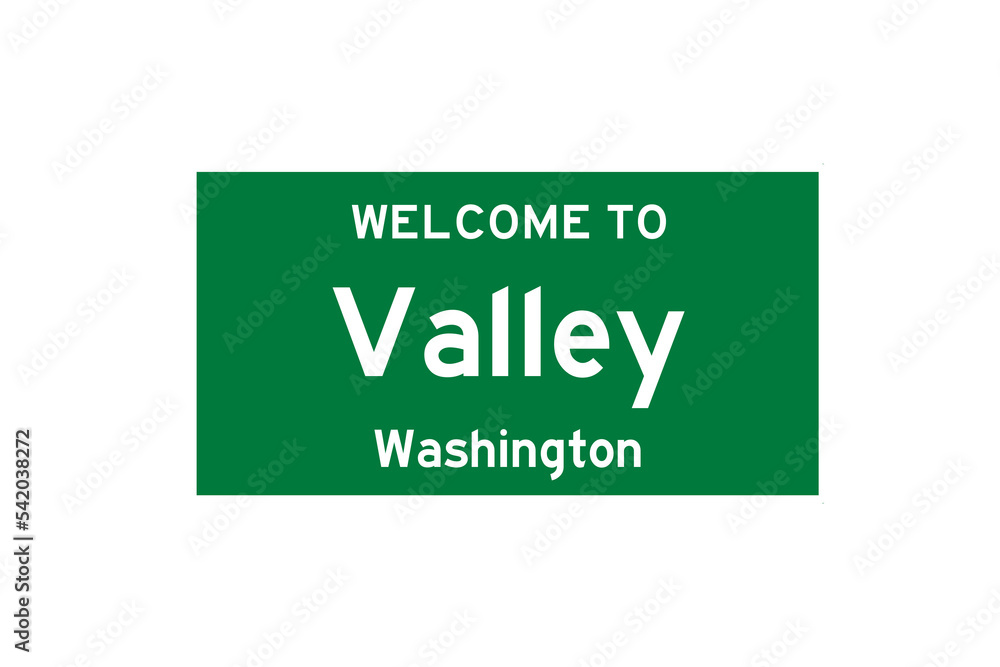 Valley, Washington, USA. City limit sign on transparent background. Valley, Washington, USA. City limit sign on transparent background.