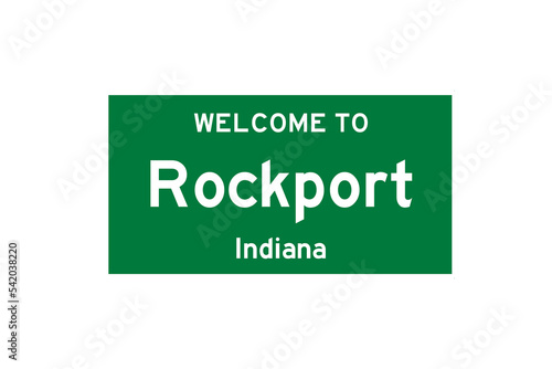 Rockport, Indiana, USA. City limit sign on transparent background. 