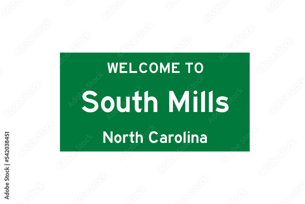 South Mills, North Carolina, USA. City limit sign on transparent background. South Mills, North Carolina, USA. City limit sign on transparent background.