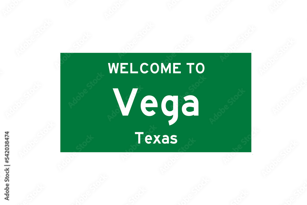 Vega, Texas, USA. City limit sign on transparent background. Vega, Texas, USA. City limit sign on transparent background.