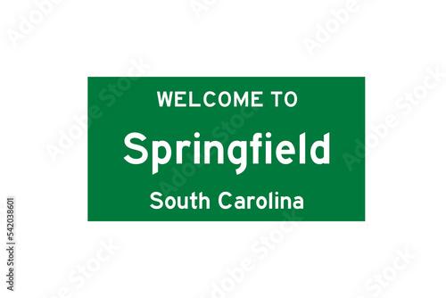 Springfield, South Carolina, USA. City limit sign on transparent background.  photo