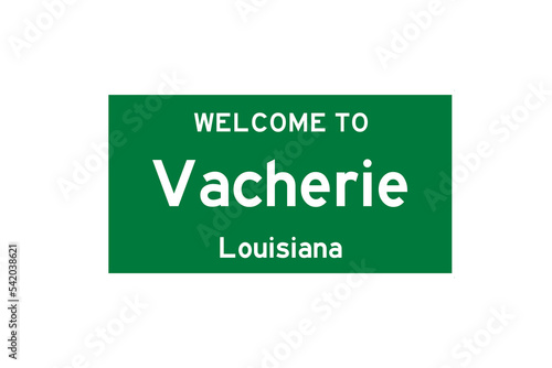 Vacherie, Louisiana, USA. City limit sign on transparent background.  photo