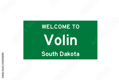 Volin, South Dakota, USA. City limit sign on transparent background.  photo