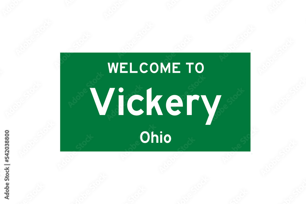 Vickery, Ohio, USA. City limit sign on transparent background. Vickery, Ohio, USA. City limit sign on transparent background.