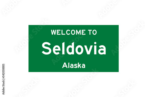 Seldovia, Alaska, USA. City limit sign on transparent background.  photo