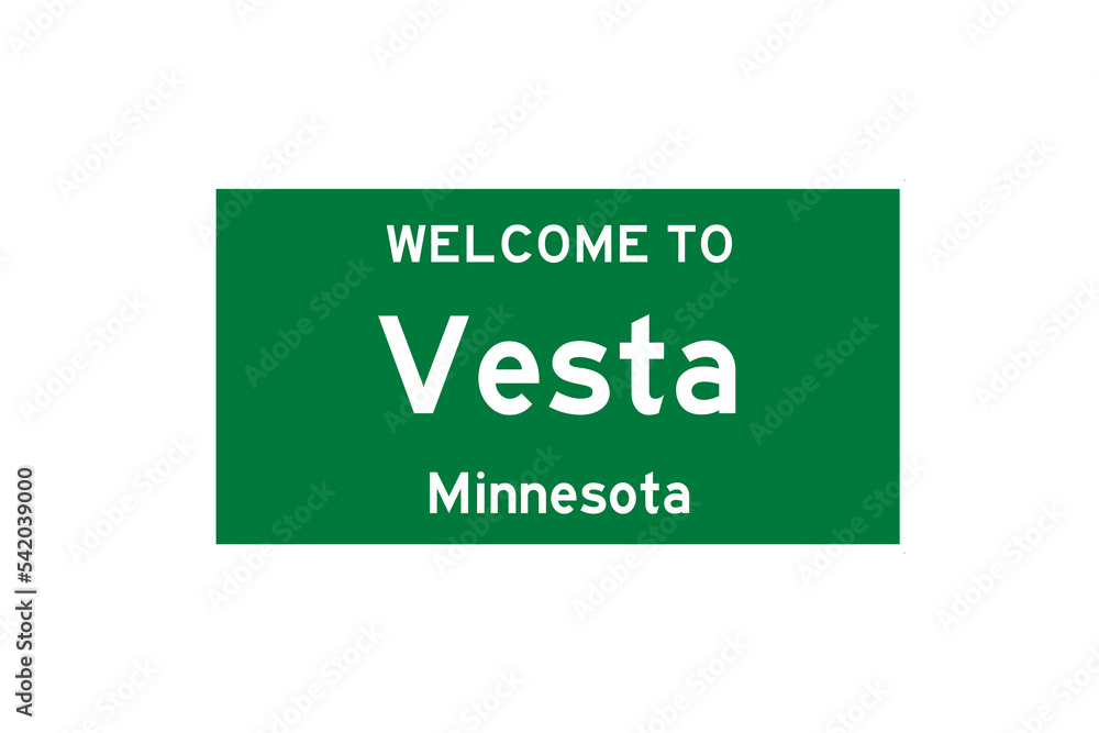 Vesta, Minnesota, USA. City limit sign on transparent background. Vesta, Minnesota, USA. City limit sign on transparent background.