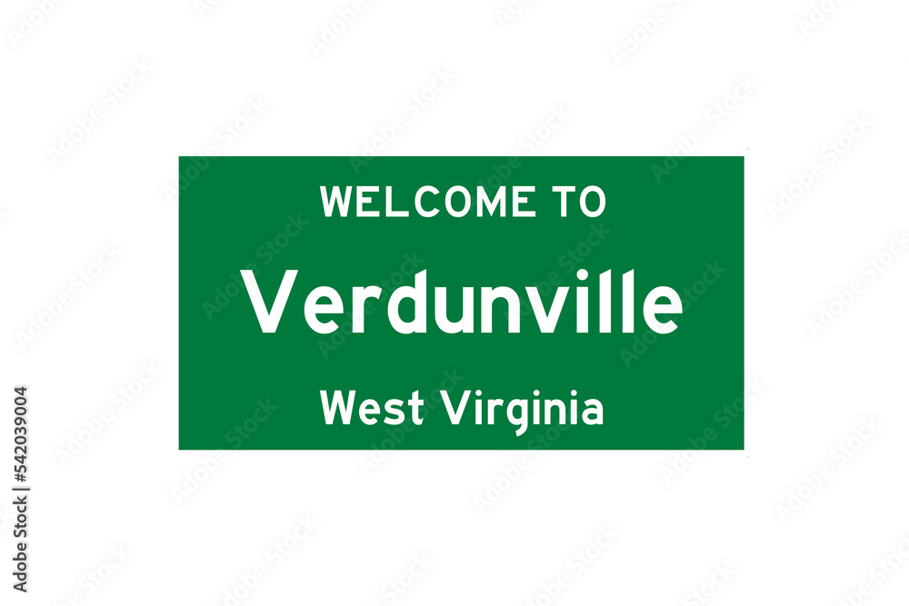 Verdunville, West Virginia, USA. City limit sign on transparent background. Verdunville, West Virginia, USA. City limit sign on transparent background.