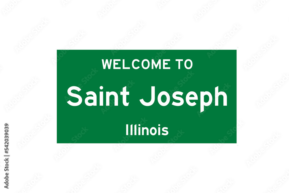 Saint Joseph, Illinois, USA. City limit sign on transparent background. Saint Joseph, Illinois, USA. City limit sign on transparent background.
