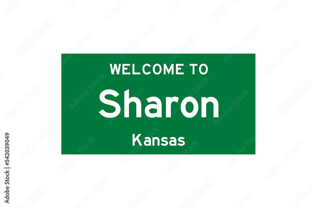 Sharon, Kansas, USA. City limit sign on transparent background. Sharon, Kansas, USA. City limit sign on transparent background.