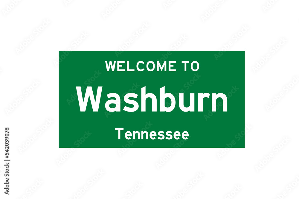 Washburn, Tennessee, USA. City limit sign on transparent background. Washburn, Tennessee, USA. City limit sign on transparent background.