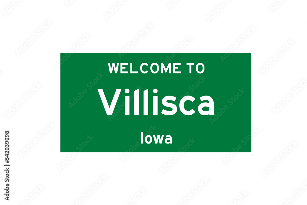Villisca, Iowa, USA. City limit sign on transparent background. Villisca, Iowa, USA. City limit sign on transparent background.