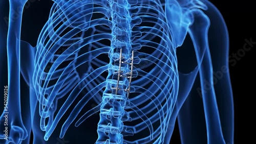 3d rendered medical animation of a spinal fusion photo