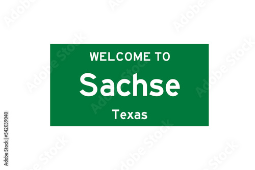 Sachse, Texas, USA. City limit sign on transparent background. 