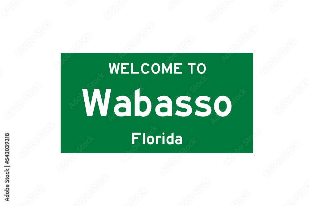 Wabasso, Florida, USA. City limit sign on transparent background. Wabasso, Florida, USA. City limit sign on transparent background.