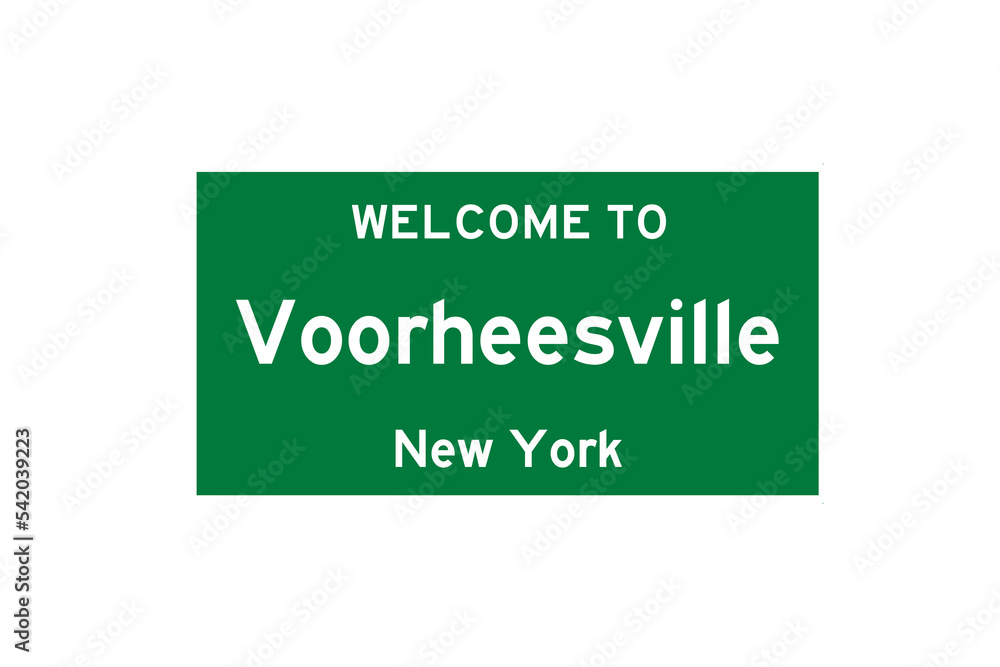 Voorheesville, New York, USA. City limit sign on transparent background. Voorheesville, New York, USA. City limit sign on transparent background.