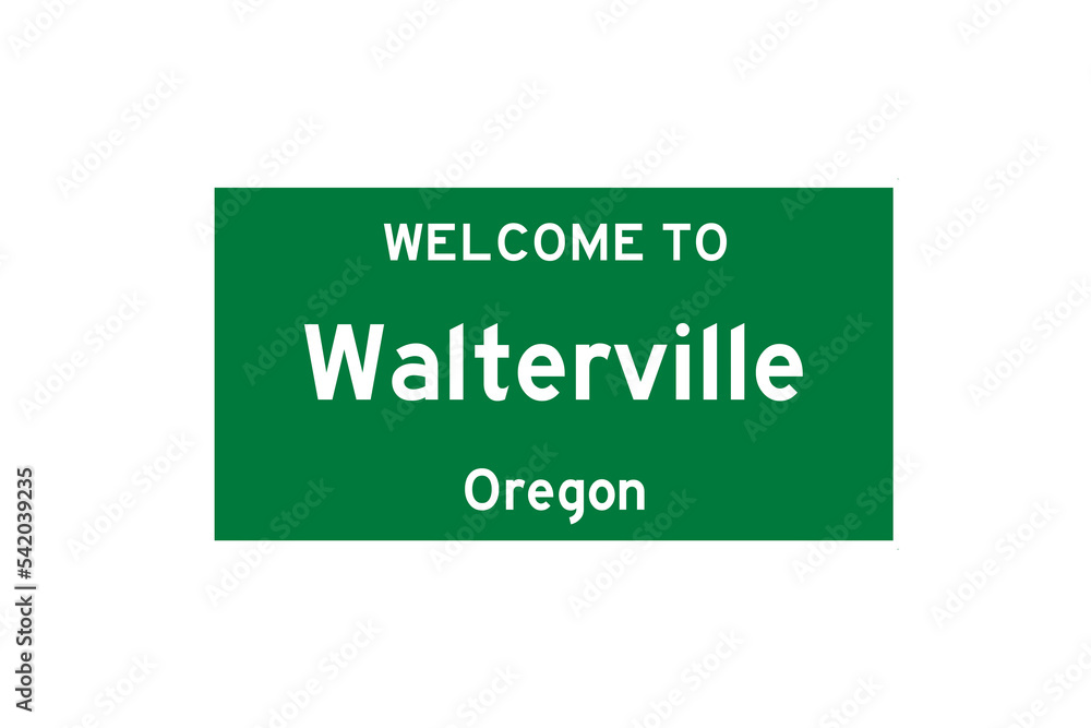 Walterville, Oregon, USA. City limit sign on transparent background. Walterville, Oregon, USA. City limit sign on transparent background.