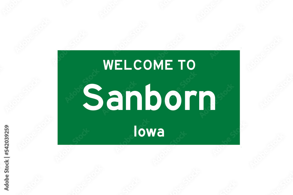 Sanborn, Iowa, USA. City limit sign on transparent background. Sanborn, Iowa, USA. City limit sign on transparent background.