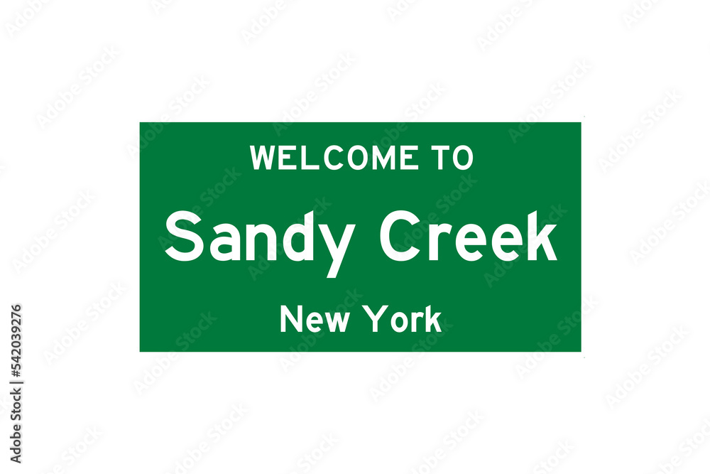 Sandy Creek, New York, USA. City limit sign on transparent background. Sandy Creek, New York, USA. City limit sign on transparent background.
