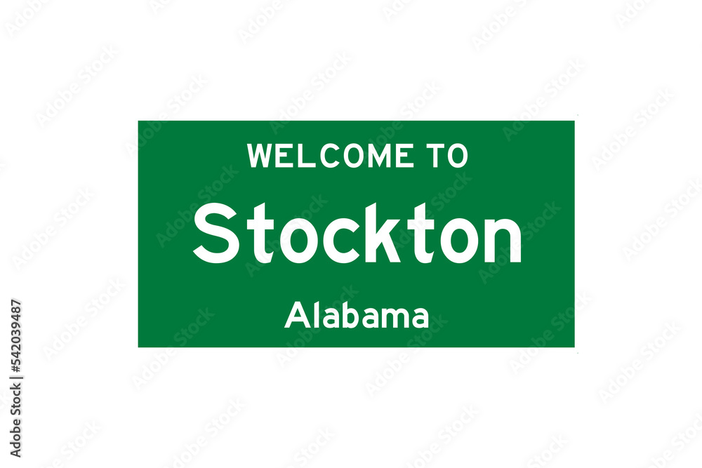 Stockton, Alabama, USA. City limit sign on transparent background. Stockton, Alabama, USA. City limit sign on transparent background.