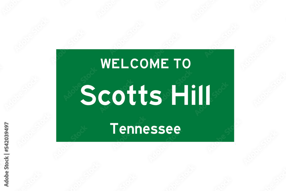 Scotts Hill, Tennessee, USA. City limit sign on transparent background. Scotts Hill, Tennessee, USA. City limit sign on transparent background.
