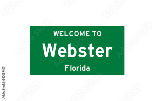 Webster, Florida, USA. City limit sign on transparent background. 