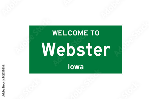 Webster, Iowa, USA. City limit sign on transparent background.  photo