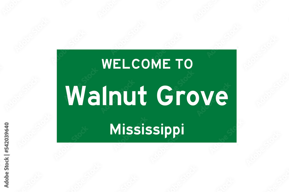 Walnut Grove, Mississippi, USA. City limit sign on transparent background. Walnut Grove, Mississippi, USA. City limit sign on transparent background.