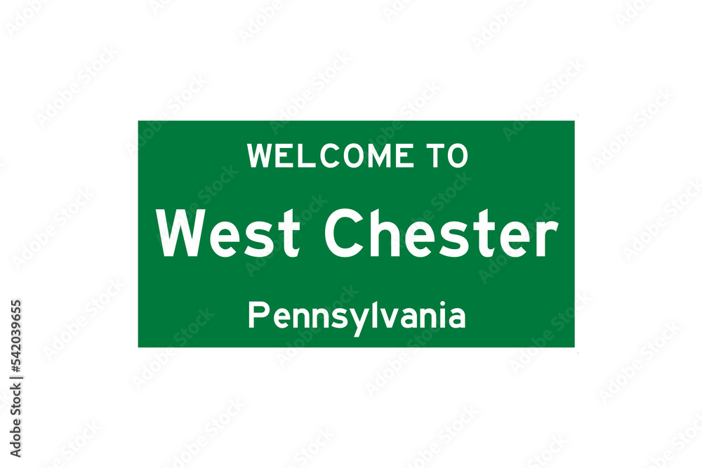 West Chester, Pennsylvania, USA. City limit sign on transparent background. West Chester, Pennsylvania, USA. City limit sign on transparent background.