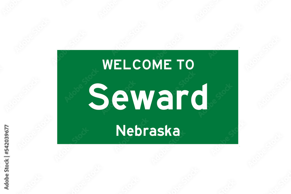 Seward, Nebraska, USA. City limit sign on transparent background. Seward, Nebraska, USA. City limit sign on transparent background.