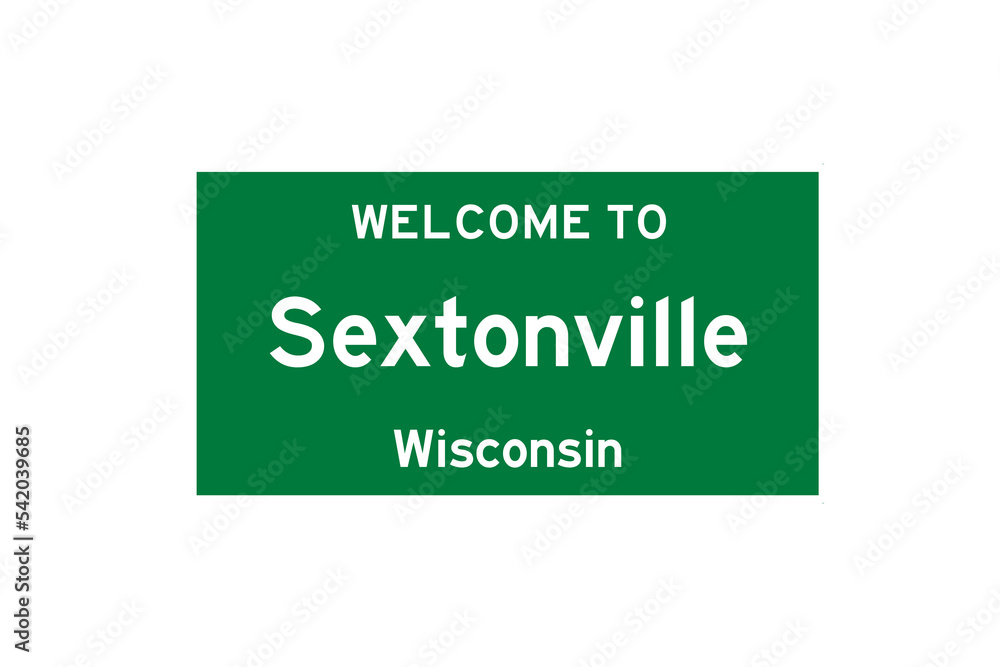 Sextonville, Wisconsin, USA. City limit sign on transparent background. Sextonville, Wisconsin, USA. City limit sign on transparent background.