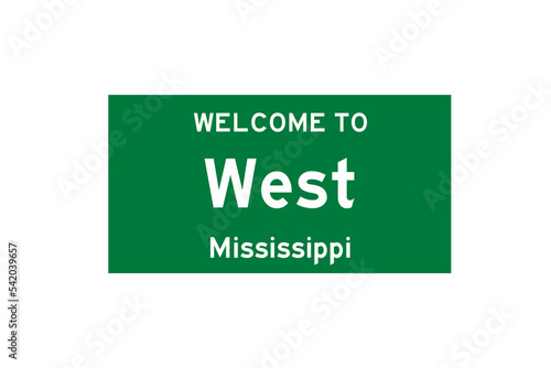 West, Mississippi, USA. City limit sign on transparent background.  photo