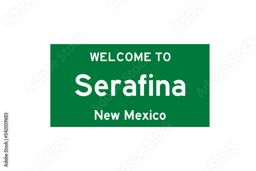 Serafina, New Mexico, USA. City limit sign on transparent background.  photo