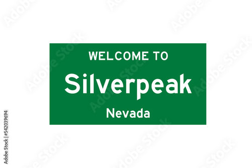 Silverpeak, Nevada, USA. City limit sign on transparent background. 