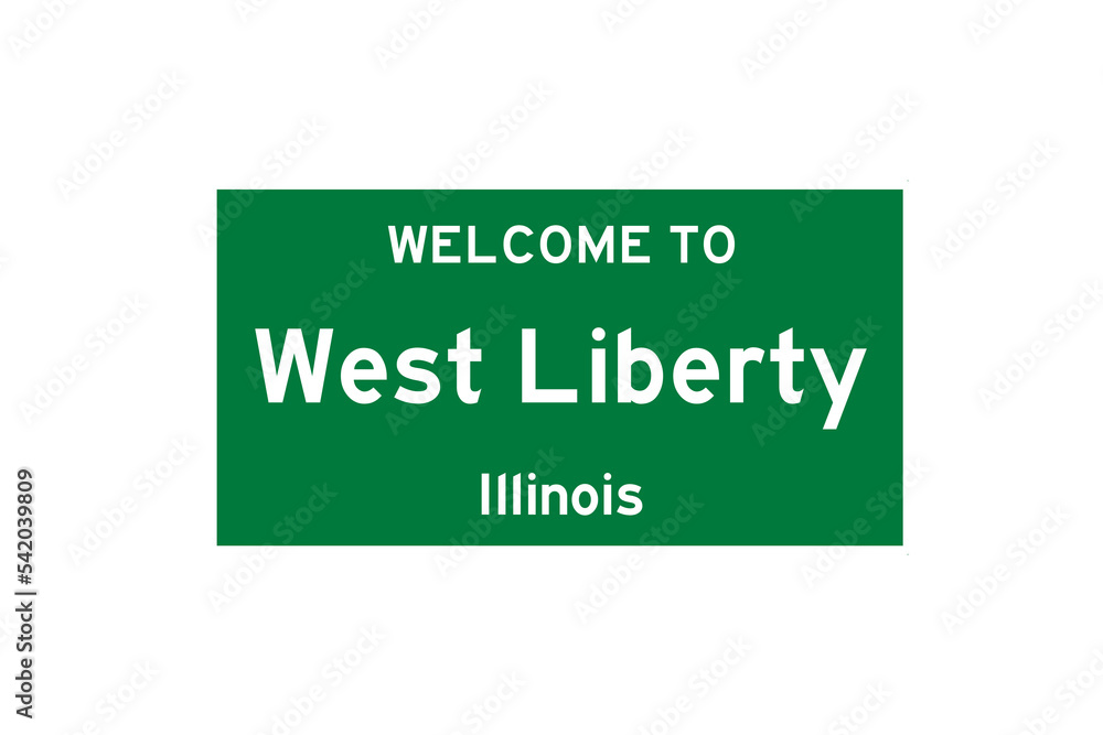 West Liberty, Illinois, USA. City limit sign on transparent background. West Liberty, Illinois, USA. City limit sign on transparent background.