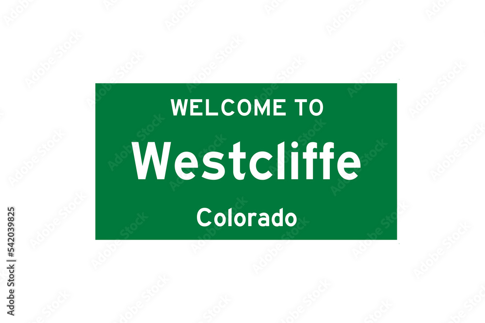 Westcliffe, Colorado, USA. City limit sign on transparent background.