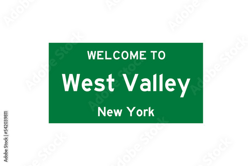 West Valley, New York, USA. City limit sign on transparent background.  photo