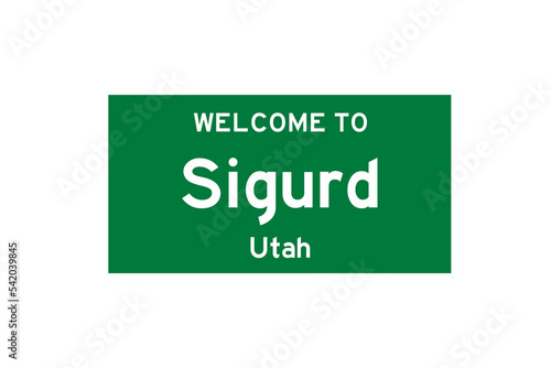 Sigurd, Utah, USA. City limit sign on transparent background.  photo