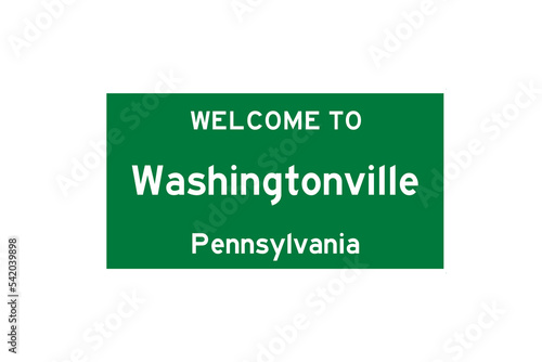 Washingtonville, Pennsylvania, USA. City limit sign on transparent background.  photo