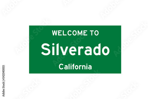 Silverado, California, USA. City limit sign on transparent background.  photo