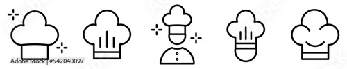 Conjunto de icono de sombrero
de chef y cocinero. Ilustración vectorial