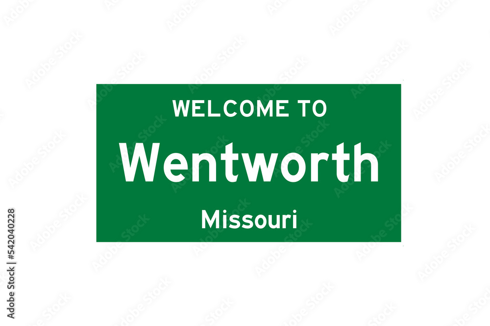 Wentworth, Missouri, USA. City limit sign on transparent background. Wentworth, Missouri, USA. City limit sign on transparent background.