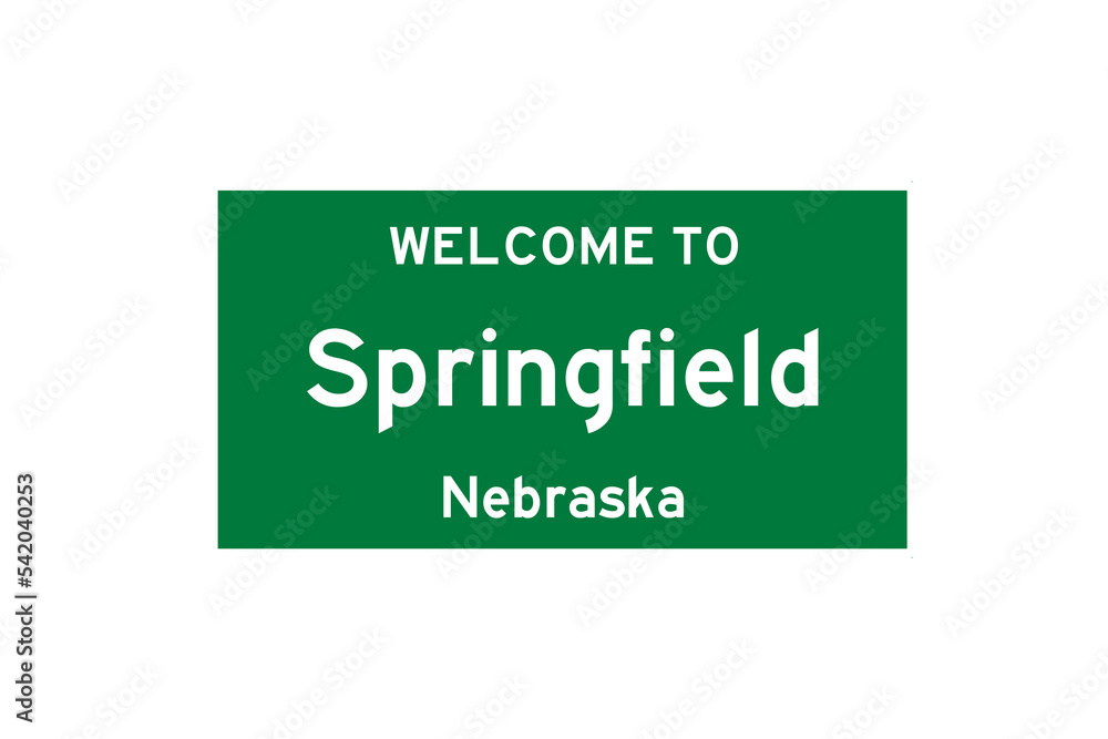 Springfield, Nebraska, USA. City limit sign on transparent background. Springfield, Nebraska, USA. City limit sign on transparent background.