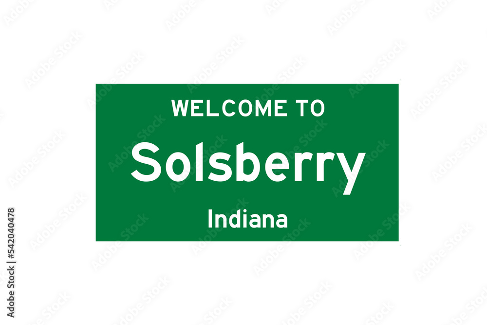 Solsberry, Indiana, USA. City limit sign on transparent background