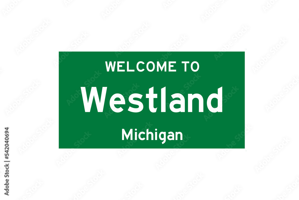 Westland, Michigan, USA. City limit sign on transparent background. Westland, Michigan, USA. City limit sign on transparent background.