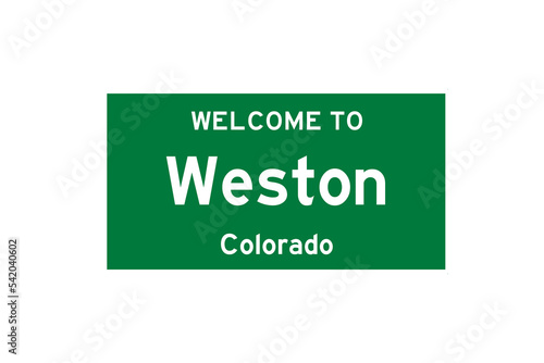 Weston, Colorado, USA. City limit sign on transparent background.  photo