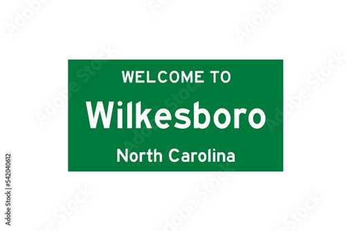 Wilkesboro, North Carolina, USA. City limit sign on transparent background.  photo