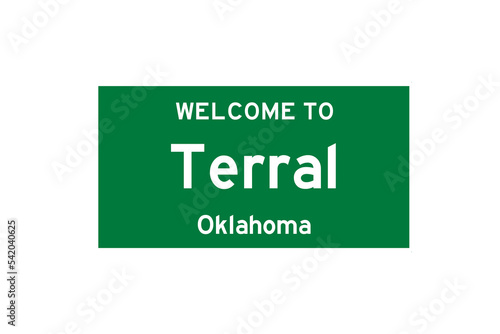 Terral, Oklahoma, USA. City limit sign on transparent background. 