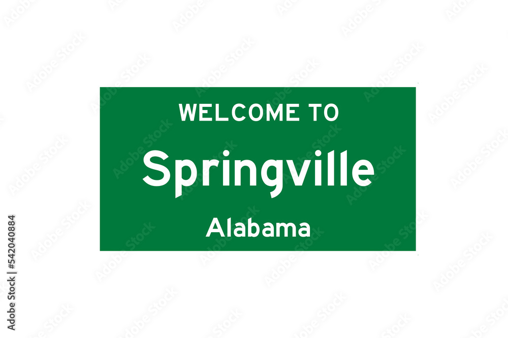 Springville, Alabama, USA. City limit sign on transparent background. Springville, Alabama, USA. City limit sign on transparent background.