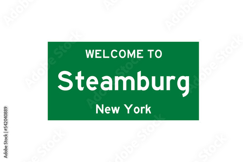 Steamburg, New York, USA. City limit sign on transparent background.  photo